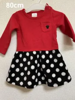 futafuta ドット柄ミニーちゃん裏起毛ワンピース 80