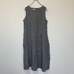 ワンピース レディース ロング スカート チェック ノースリーブ　体型カバー