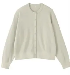 未使用無印良品ワッフル編みクルーネック長袖カーディガン