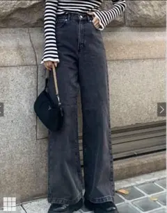 GRL ハイウエストセミワイドデニムパンツ［Cu472］Mサイズ