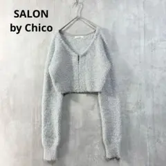 サロンバイチコ ラメ シャギー ニット カーディガン シルバー F 春秋冬のサムネイル