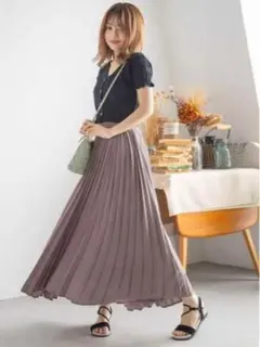 プリーツスカート グレー ブラウン