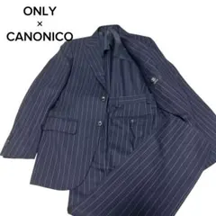 ONLY カニノコ　ビジネススーツ　セットアップ　太ストライプ　ネイビー