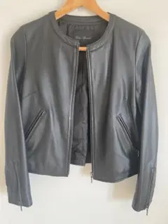 URBAN RESEARCH ノーカラーレザージャケット ブラック 38 合皮