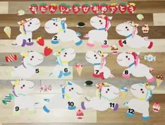 壁面飾り　お誕生日表　ユニコーン　大きめ　ケーキ