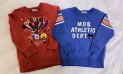 ミキハウス ダブルビー 赤青トレーナーセット 2枚組