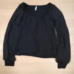 シフォン ブラック 長袖 シャツ Mサイズ シースルー