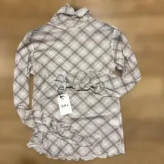 GRL シアー　ベージュ系チェック柄タートルネック