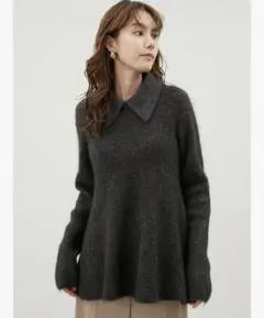 美品　ミラオーウェンMila owen衿付きペプラムニットプルオーバー