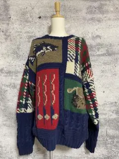 トミーヒルフィガー　90s クレイジーパターンニット