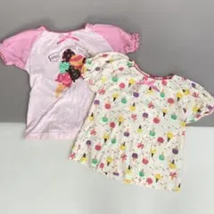 【まとめ売り】アイスクリーム　リボンフリルTシャツ　2枚セット　90cm