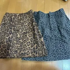 ヒョウ柄フレアミニスカート2点セット