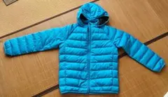 ダウンコート ブルー　160cm フード付き