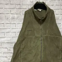 コロンビア　フリースジャケット　カーキ2XL ロゴ刺繍アウトドア0127