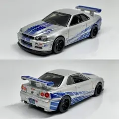 ホットウィール 日産 スカイライン GT-R BNR34 ワイルドスピード 銀青