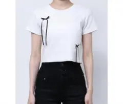 EMODA リボン付きホワイトTシャツ Fサイズのサムネイル