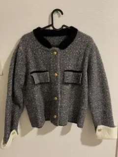 DHOLIC ファー配色ヘリンボーンジャケット