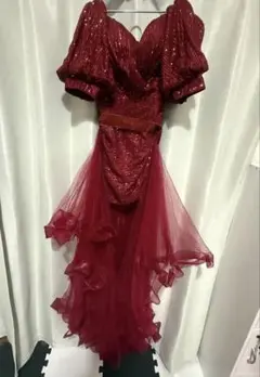 新品！　オフショルダー パーティードレス ワインレッド　Sサイズ