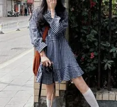 チェック柄ミニワンピース♪年中使えるおしゃれアイテム