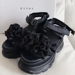 RANDA ランダ　厚底　サンダル　ボリュームフリルスポーツサンダル　LLのサムネイル