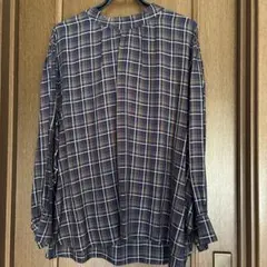 23K ネイビー系チェック 長袖シャツ