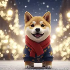 【94】ステッカーシール・缶バッジ・キーホルダー 柴犬 豆柴 クリスマス