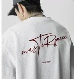 バックプリント オーバーサイズ Tシャツ ビッグ ゆったり 杢グレー