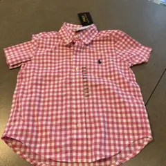 POLO RALPH LAUREN 半袖シャツ 3/3T ギンガムチェックピンク