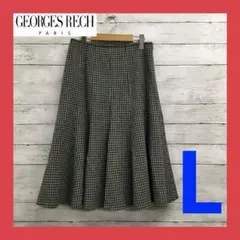 ジョルジュレッシュ フレアスカート レディース L 千鳥柄 green