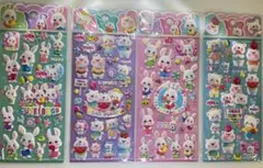 ぷっくりシールシリーズ　立体シール マシュマロ　動物キャラクター うさぎ4シート