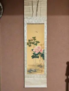 A-10 掛軸 観峰 菊 共箱 蜻蛉 秋 季節 白 花 とんぼ - メルカリ