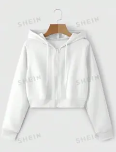 SHEIN 白 クロップドパーカー