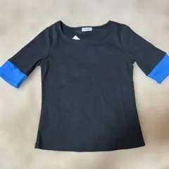 aquaiist 黒/青 五分袖 Tシャツ