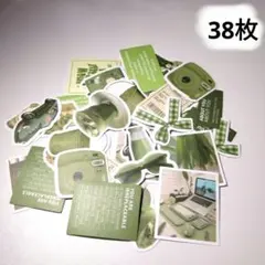 緑 グリーン シール ステッカー コラージュ 素材 推し活 38枚 まとめ売り
