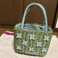 美品 キタムラ バンクアン カゴバッグ カゴ型ハンドバッグ 刺繍 牛革