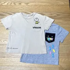 PEANUTS チャーリー ブラウン 刺繍 半袖 Tシャツ ベージュ おまけ付のサムネイル