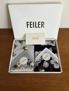 FEILER フェイラー　花柄　タオルハンカチ　2枚セット　シェニール織