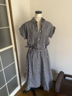 ギンガムチェック シャツ 원피스 반팔