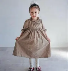 新品！しまむら×softcheeseコラボ 花柄ワンピース ブラウン120cm