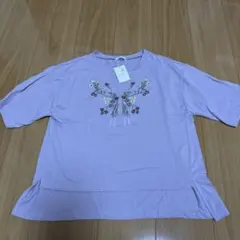 新品タグ付きearth music&ecology 刺繍Tシャツ ラベンダー 花