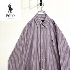 超人気❗️ラルフローレン　ワンポイントロゴシャツ　L 90s刺繍古着希少レア長袖