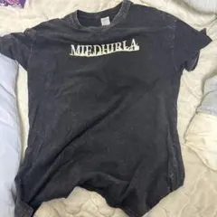 ブラック ロゴTシャツ 古着風 ヴィンテージ加工　men's T-シャツ