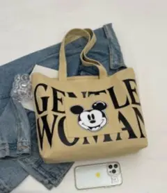 ミッキーマウス トートバッグ GENTLE WOMAN　ベージュ