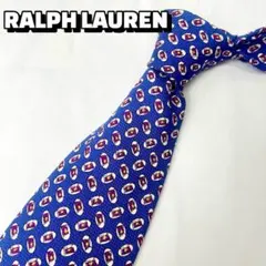 ラルフローレン 総柄 ネクタイ シルク ブルー