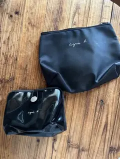 agnis b. ポーチ2個セット　ナイロン＆エナメル調