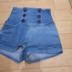 ハイウエスト デニムショートパンツ
