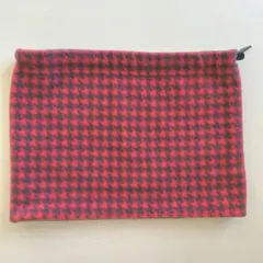 フリースネックウォーマー / 千鳥柄 / リバーシブル /ピンク×グレー/グレー