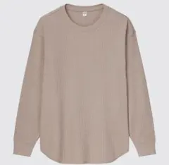 UNIQLO ベージュ ワッフルクルーネックＴ（長袖）
