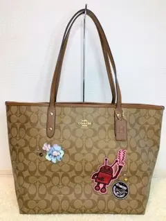 【美品】コーチトートバッグ キースヘリング シグネチャー F48728 A4