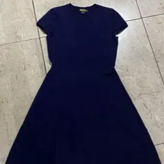 sh2091 RUGBY ラルフローレン　半袖ひざ丈ワンピース S ネイビー